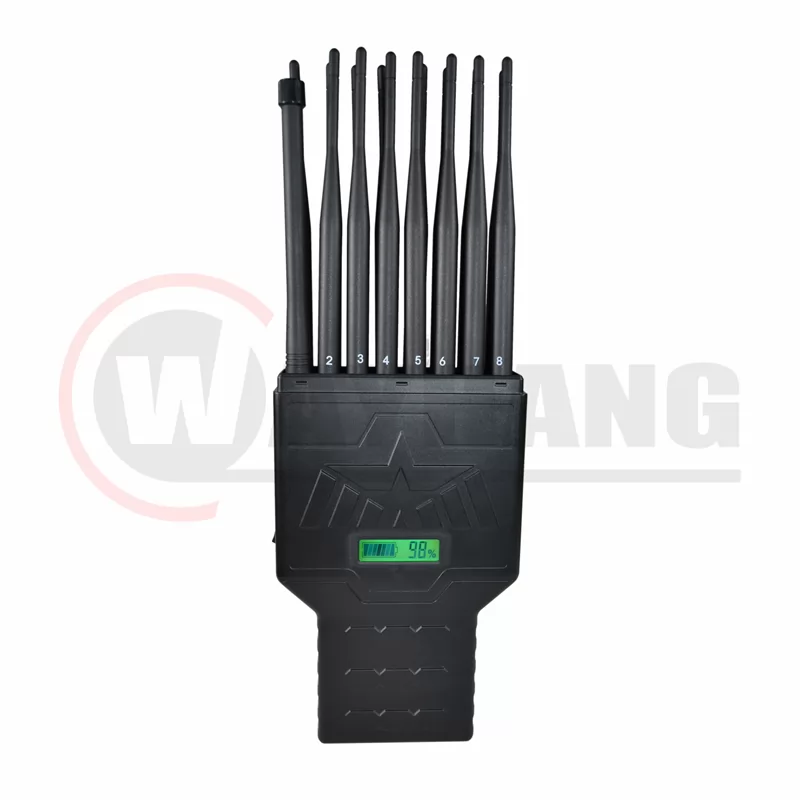 World First Handheld 16 Bands Cell Phone Signal Jammer Hidden Antenna Blocking 4G Wi-Fi5G RF Signal Jammer 12Watt Jamming up to 20m